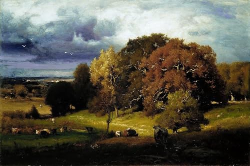 Toile Chênes d'automne George Inness 60x90cm pour décoration de bureau