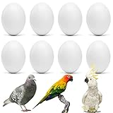 WOLEDOE 8Pcs Solid Plastic Parrot Fake Eggs, Keeping Them from Laying Anymore Eggs, Suit for Medium and Large Parrots, Pigeon, African Grey, Caique, Cockatoo, Sun Conures and Mini Macaw