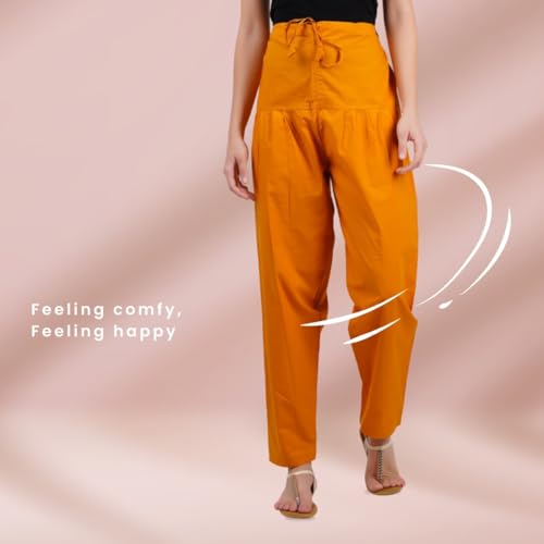 Image of Happy Bunny Salwar Pant - Modern Style Pure Cotton for Women - Ethnic Semi Patiala Trouser - Office,Home - All Day Comfort Wear with Drawstring