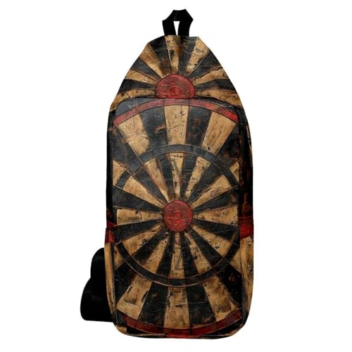Sac à dos à bandoulière motif cible fléchettes en bois pour randonnée 16x36cm
