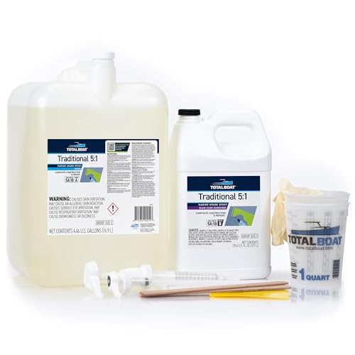 TotalBoat 5:1 Marine Epoxy Resin for Fiberglass &amp; Wood - 4.5 Gal Kit, Slow