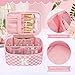 OCHEAL Makeup Bag for Women, Monogram Cosmetic Bag with Brush Holder, Pink Travel Makeup Case Beauty Toiletry Bag Organizer Personalized Gifts for Girls Bridesmaid, Sister, Wife, Friends Initial K