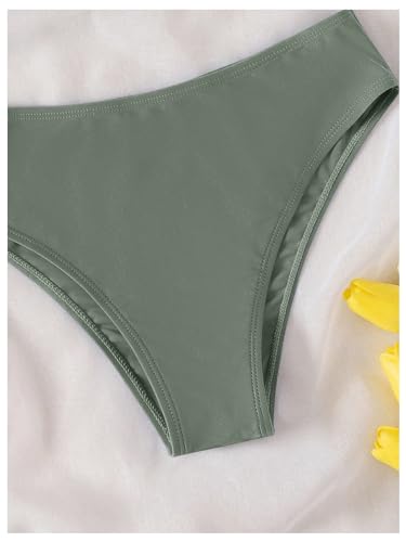 Image of SHENHE Girl's 2 Piece O Ring Bikini High Waisted Spaghetti Strap Cute Swimsuit Bathing Suit