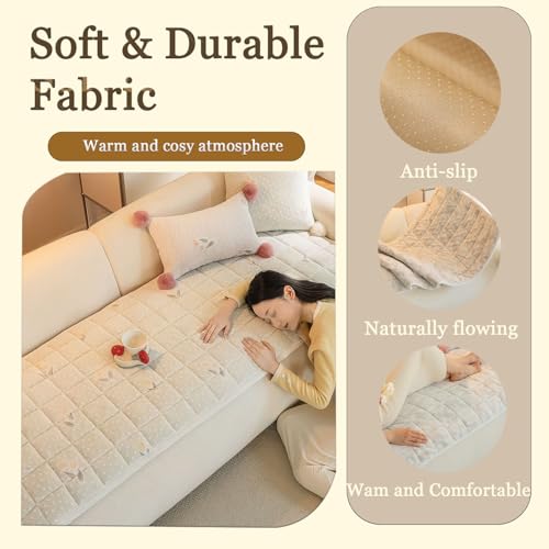 Housse de canapé lavable velours rose 70 * 260cm antidérapante