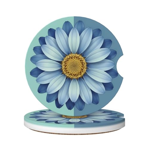 Portavasos para auto cerámico 2 piezas diseño azul floral