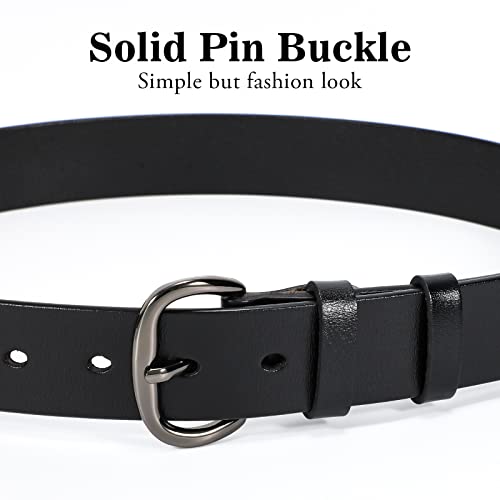 Image of WHIPPY Women Leather Belt for Jeans Pants Dresses Black Ladies Waist Belt with Pin Buckle