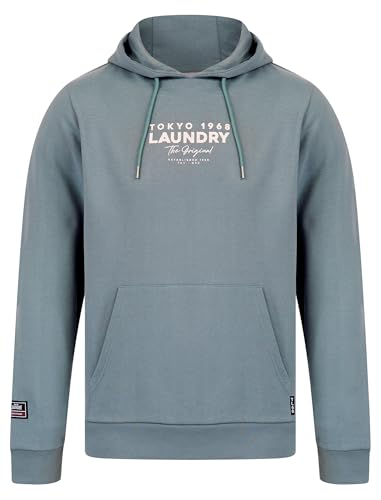 Tokyo Laundry Sudadera con capucha para hombre 'Kole' con diseño gráfico de forro polar con estampado trasero, Gris frío., XL