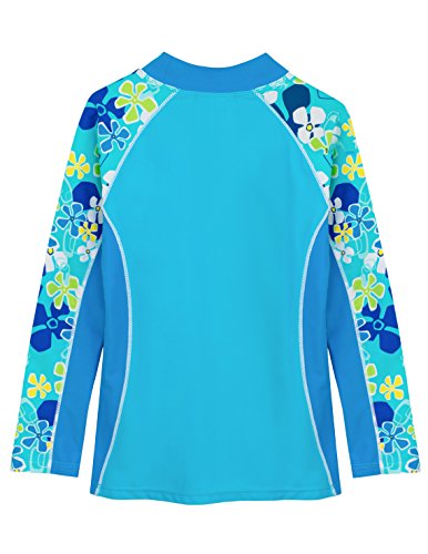 Tuga Girls Shoreline L/S Rash Guard (UPF 50+), Ocean, 6/12 mos