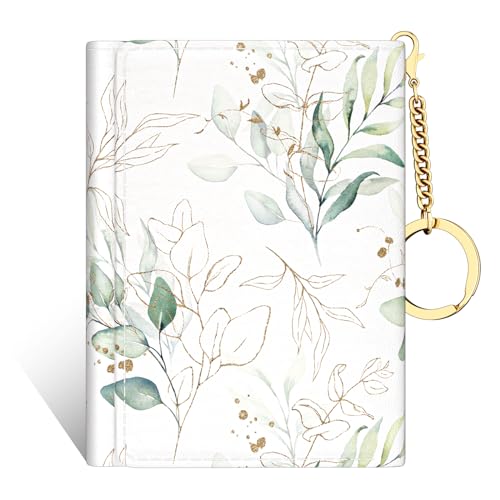 Rouidr Carteira feminina, pequena e fina carteira de cartão RFID para mulheres, organizador de carteira de couro com três dobras, bolsa de bolso frontal fofa com 7 compartimentos para cartão, janela