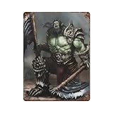 ZPAOWUFB Póster de metal con diseño de campeón guerrero orco, decoración moderna de bar, 40 x 30 cm