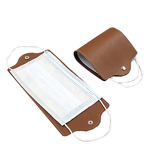 OYUEGE Funda de transporte unisex de cuero para máscara facial y organizador portátil, de moda, higiénico y reutilizable, compacto y excelente portabilidad, fácil de limpiar y compacto, Brown, 1 count