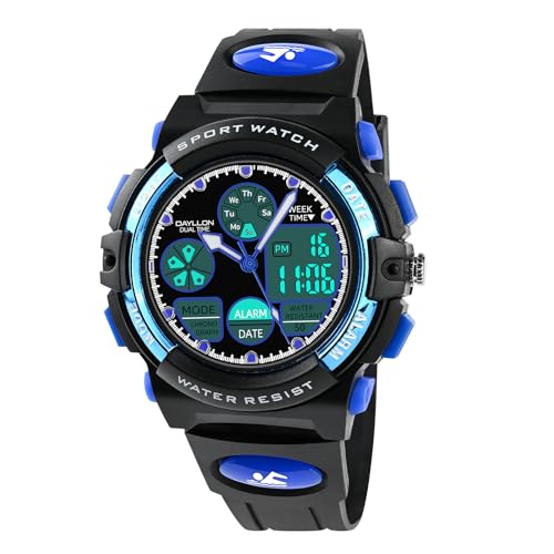 Image of Dayllon Boys Watch,Kids Watch for 5-15 Year Old Boys,Digital Sport Outdoor Multi Function Waterproof with LED Alarm Calendar Analog Watch for Kids Gifts