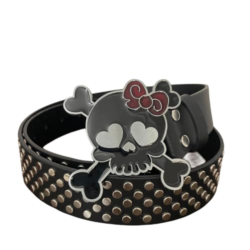 Rock And Punk Gothic Grunge Emo Studded Belt, Metal Rivet Leather Belt with Y2k Buckle for Women Men