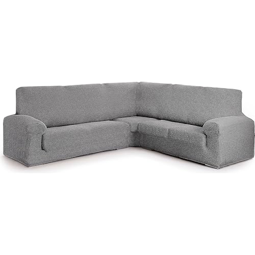 ECOMMERC3 | Funda Sofá Rinconera 3+1 Super Elástica Protección Diaria y Ajuste Sofás - Funda Sofá Gris Oscuro Tejido Bielástico Transpirable