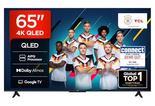 TCL 65T69C 65 Zoll QLED, Direct LED TV, 4K HDR TV, Smart Google TV (Dolby Vision & Atmos, Motion Clarity, Kompatibel mit Google Assistant & Alexa)
