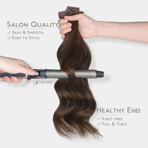 Image of WENNALIFE Invisi Edge Tape in Hair Extensions Human Hair,#4,14 Inch | 14 Inch 50g 20pcs (Invisi Edge & Classic) Chocolate Brown Invisi Remy Hair Natural Seamless Injected Tape Ins