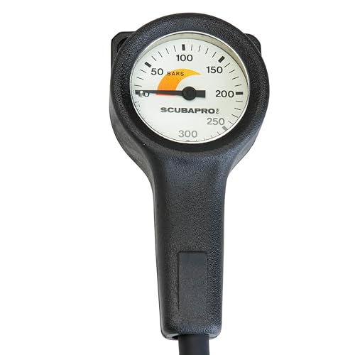SCUBAPRO Scuba Diving Compact Pressure Gauge with Brass Metal Case, Metric Display, Includes Rubber...