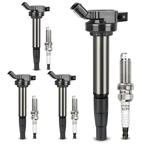 Image of UF596 Ignition Coil &93501 Double Iridium Spark Plug for Toyota Corolla | Prius Prius V Matrix C-HR /Pontiac Vibe /Scion iM xD /Lexus CT200h 1.8L L4 Replaces #UF619 C1714 GN10341 9091902252