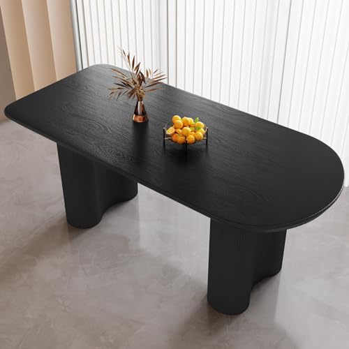 GraceNook Black Oval Dining Table for 4-6, 62.99" Modern Funky
