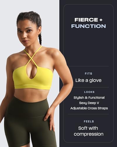 Image of Aoxjox Women's Workout Sports Bras Jamie Deep V Fitness Training Gym Bra Yoga Crop Tank