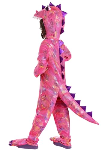 Disfraz de dinosaurio rosa para niña talla mediana miniatura 2