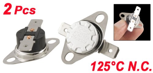 sourcingmap 2 x Temperature Control Switch Thermostat 125C Celsius N.C. KSD301, Black, Silver Tone - Image 3