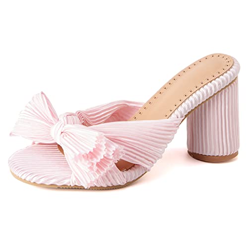Sandales femme talon carré haut pour mariage et soirées d'été en rose