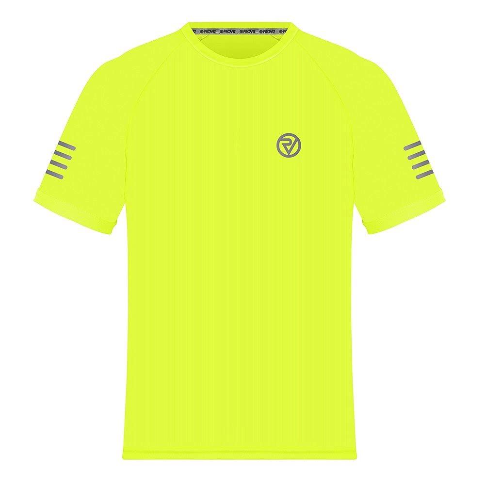 Proviz Men's Yellow Reflect360 Sports T-Shirt, Short Sleeve Reflective Breathable Activewear Top