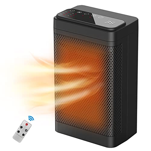 Teanyotink Small Desktop Heater Remote Control Smart Timing Home Heater Touch Screen Digital Display Wide-Angle Shaking Head Home Heating Equipment Cover