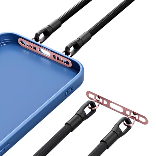 2口タイプホルダー スマホショルダー ストラップホルダー ダブルリング スマホストラップ 2点吊り 極薄0.4mm ステンレス製 充電干渉なし 紛失・落下・盗難防止 薄型 丈夫 iFaceケース対応 ストラップホルダー ダブルリング (ローズゴールド)