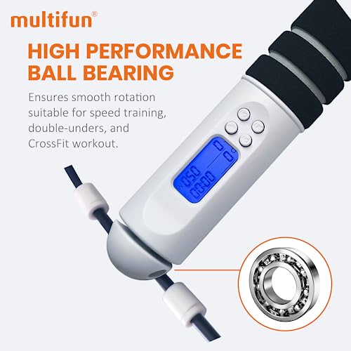 Jump-Rope-multifun-Speed-Skipping-Rope-with-Calorie-Counter-Adjustable-Digital-Counting-Jump-Rope-with-Ball-Bearings-and-Alarm-Reminder-for-Fitness-Crossfit-Exercise-Workout-Boxing-MMA-Gym