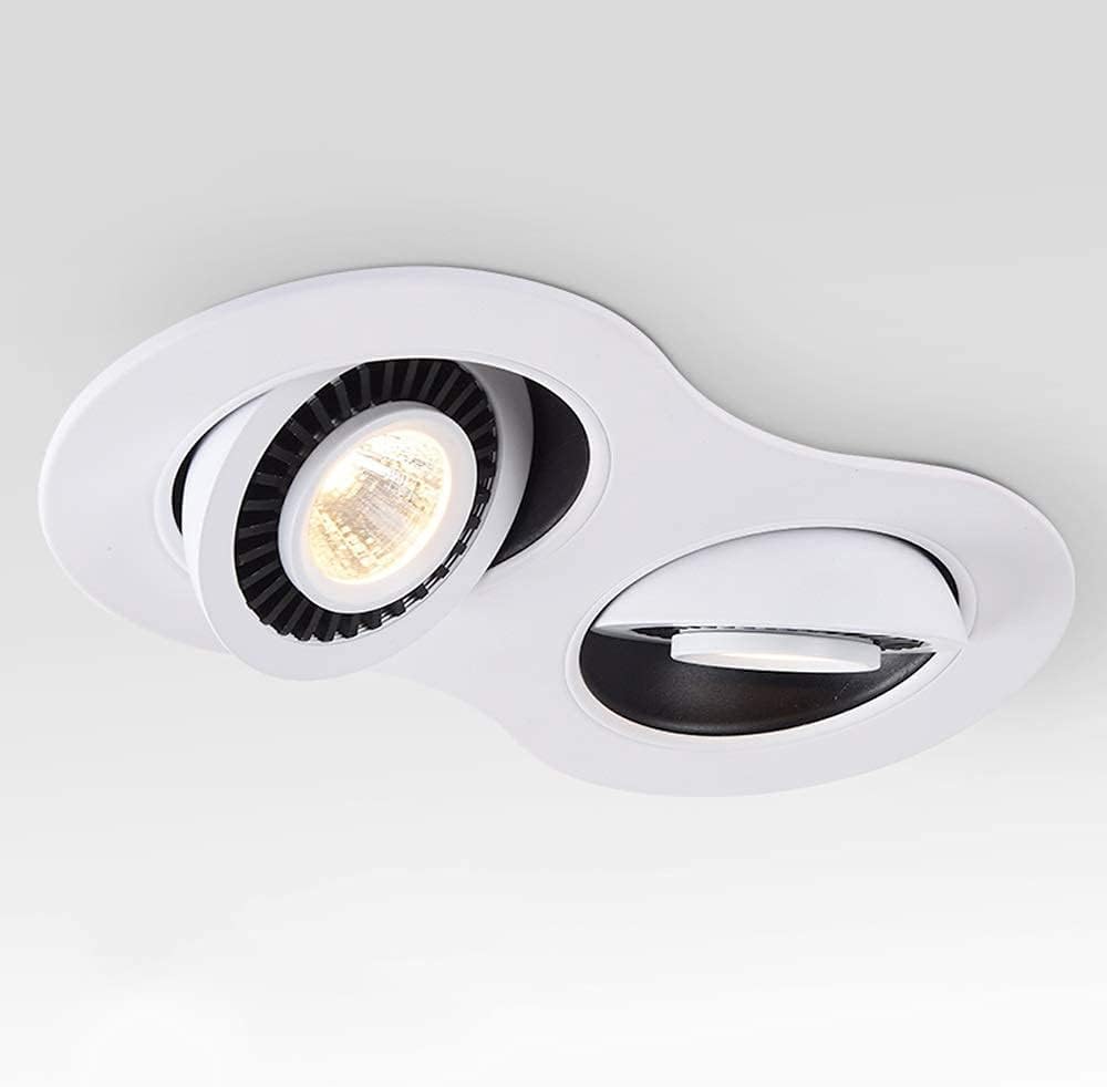 Spotlight，Ultra Bright Thin Spotlights for Ceiling High Brightness Double Adjustable Recessed Ceiling Flat Panel Lights Fixture Aluminum Anti-Glare Grille Integrated Spots 9W*2 Outdoor Ligh