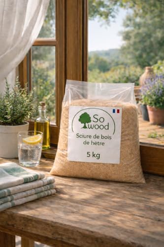 Sciure de Bois 5KG de hêtre pour Fumage Naturel 0.35 à 0.9 mm Tout fumoir Toutes Sortes d'aliments