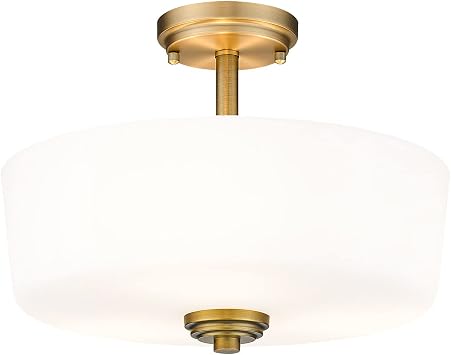 Z-Lite 3 Light Semi Flush Mount 220SF3-HBR, Brass