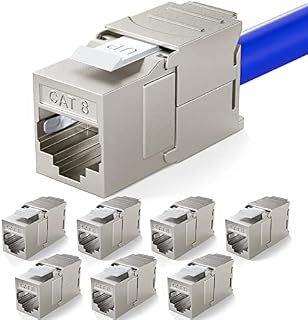 2x Cat.8.1 Keystone Jack RJ 45 Socket Module 2000 MHz 40 Gbit Fully Shielded Tool-Free for Cat8.1 STP RJ45 Coupling Network Cable Installation Cable Patch Panel Ethernet Connection