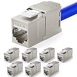 8X Cat.8.1 Keystone Jack RJ 45 Buchse Modul 2000 MHz 40Gbit vollgeschirmt werkzeuglos für cat8.1 STP RJ45 Kupplung Netzwerkkabel Einbaubuchse für Patchpanel Verlegekabel Patchfeld Ethernet Anschluss