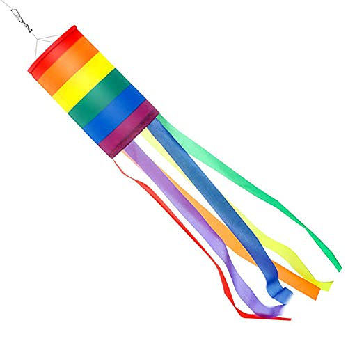 38-Inch Rainbow Flag Spiral Windsock Colorful Hanging Decoration for Outdoor Backyard Porch Campsite Garden Decor