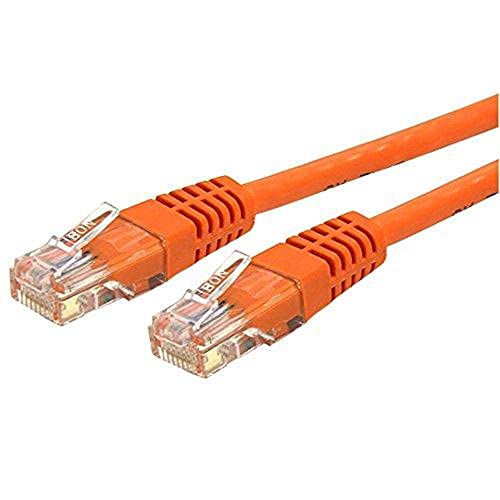 Image of StarTech 20ft CAT6 Ethernet Cable - Orange CAT 6 Gigabit Ethernet Wire -250Mhz 100W PoE RJ45 UTP Molded Network Patch Cord with Strain Relief (C6PATCH20OR) | 250MHz bandwidth, Gold-plated RJ45, Patch Cable, Ethernet Cord, UTP Molded Network, Strain Relief, 10Gbps speeds