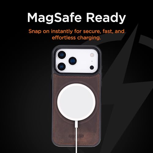 Bayelon Wallet Case for iPhone 17 Pro, Trifold Leather Wallet, Detachable Magnetic Flip Folio Cover, Card Holder for Men and Women, MagSafe Compatible, RFID - Dark Brown by Bayelon - Image 3