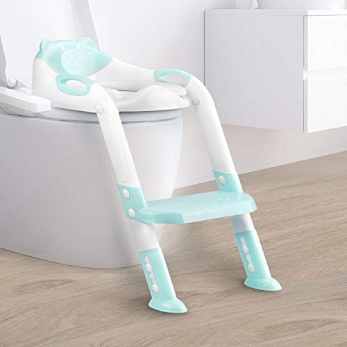 Potty Training Seat with Step Stool Ladder, Toddler Toilet Potty Training Chair with Anti-Slip Pads for Babies Kids and Toddler Boys Girls