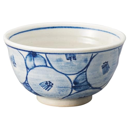 丸伊製陶 信楽焼 へちもん 茶碗 ご飯茶碗 直径約11cm 椿染付 ブルー MR-3-4565