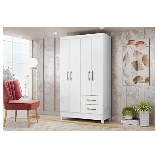 Guarda Roupa Solteiro 4 Portas 2 Gavetas Chile Moval Branco