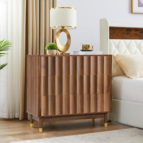 Caspellaire Fluted 3 Drawer Dresser, 31.50' Wide Modern Chest of Drawer, Wood Drawer Organizer for Bedroom, Living Room, Hallway