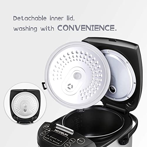 MOOSUM Electric Rice Cooker 10 Cups With Steamer Stainless Steel Asian Rice Sushi Soup Slow Cooker Auto Warmer And 24 Hours Delay Timer