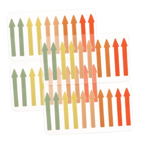 DECHOUS 4枚 便利でカラフルな極細矢印付箋 読書用インデックスシール 目立ページマーカー 学習ノート用粘着ストリップ