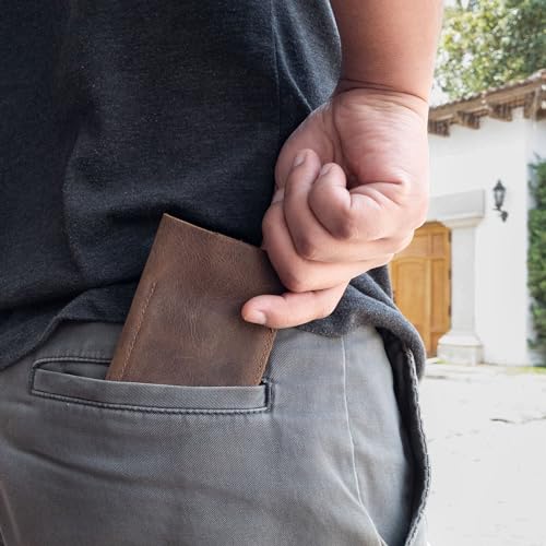 Hide & Drink, Leather Bifold Card Holder, Holds Up to 6 Cards/Organizer/Case/Wallet, Handmade Includes 101 Year Warranty :: Bourbon Brown3