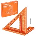 Matework Carpenter Square, 4 inch Aluminum Carpenter Square Tool, Draw Angle Measuring Ruler Tool for Woodworking, Rafter Square Orange
