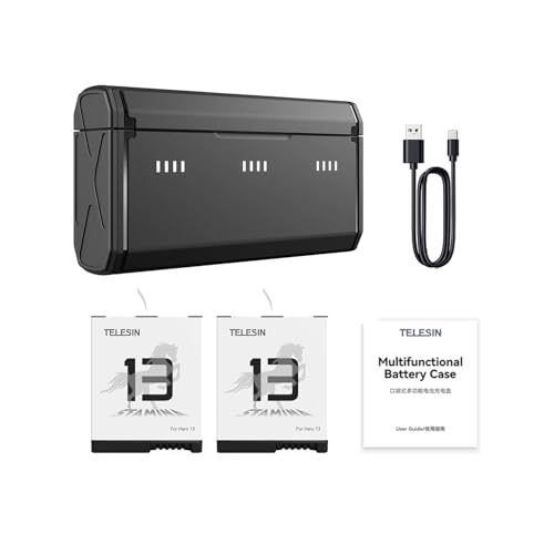 Kit chargeur de batterie pour caméra sportive avec boîtier 3 emplacements et 2 batteries