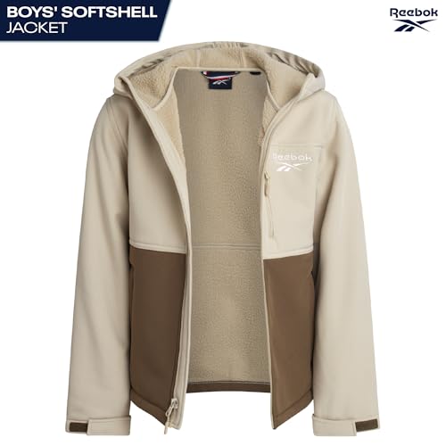 Image of Reebok Boys Softshell Jacket, Sherpa Fleece Lined Hooded Windbreaker