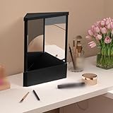 Non-Reversing Mirror with True Image Reflection, Precision Glass Viewing Angle, Slim Design Vanity for Home Salon, Real Reflection True Mirror for Makeup Vanity & Personal Grooming (Black)